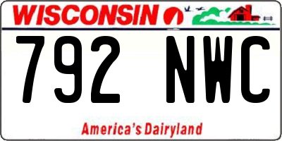 WI license plate 792NWC