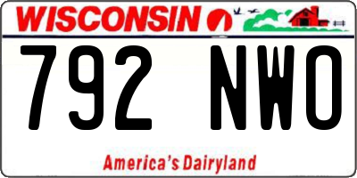 WI license plate 792NWO
