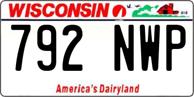 WI license plate 792NWP