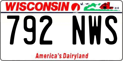 WI license plate 792NWS