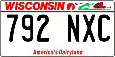 WI license plate 792NXC