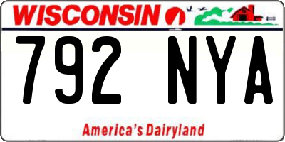 WI license plate 792NYA