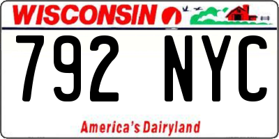 WI license plate 792NYC
