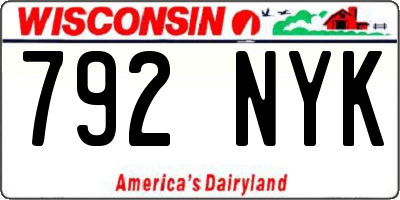 WI license plate 792NYK