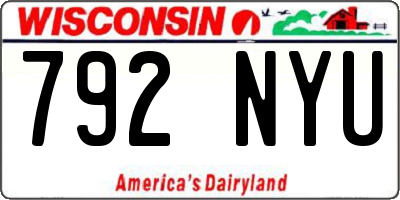 WI license plate 792NYU