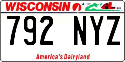 WI license plate 792NYZ