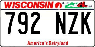 WI license plate 792NZK