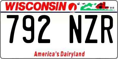WI license plate 792NZR