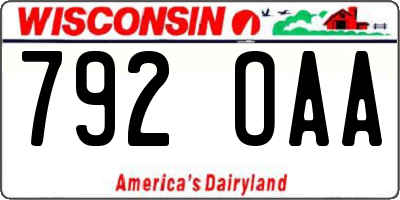 WI license plate 792OAA