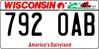 WI license plate 792OAB