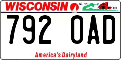 WI license plate 792OAD