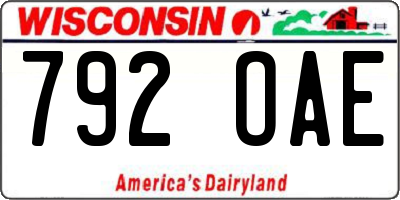 WI license plate 792OAE