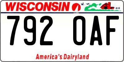 WI license plate 792OAF