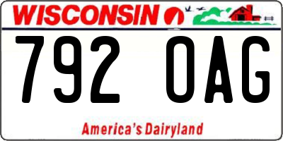 WI license plate 792OAG