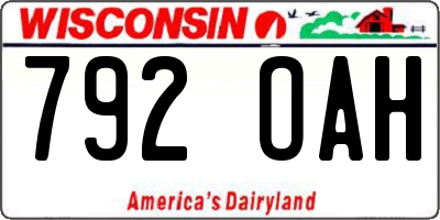 WI license plate 792OAH