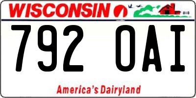 WI license plate 792OAI