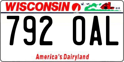 WI license plate 792OAL