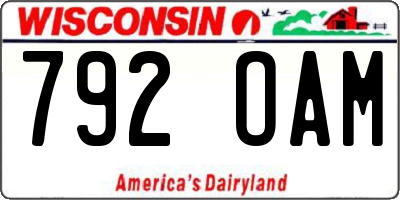 WI license plate 792OAM