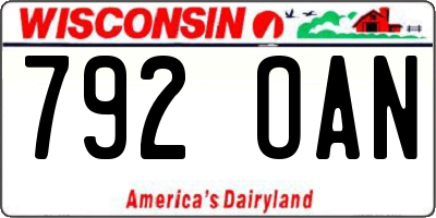 WI license plate 792OAN
