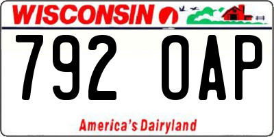 WI license plate 792OAP