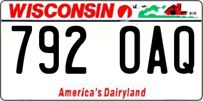 WI license plate 792OAQ
