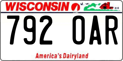 WI license plate 792OAR