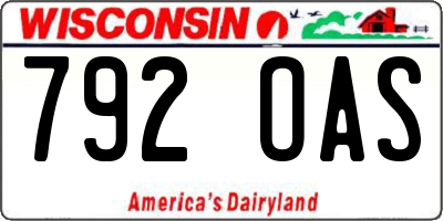 WI license plate 792OAS