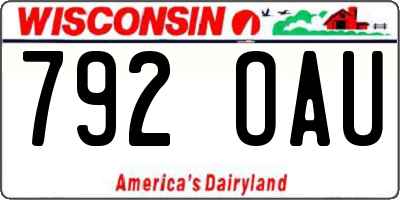 WI license plate 792OAU