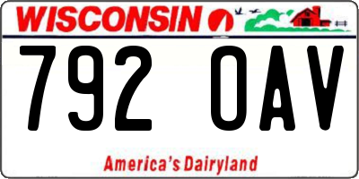 WI license plate 792OAV