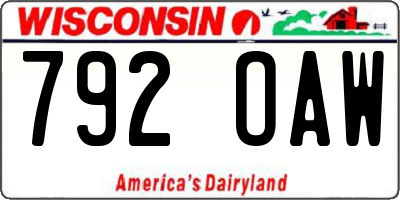 WI license plate 792OAW