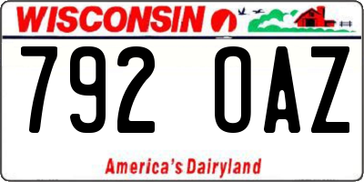 WI license plate 792OAZ