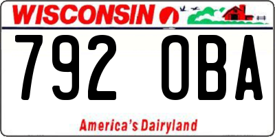 WI license plate 792OBA