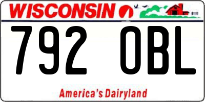 WI license plate 792OBL