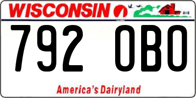WI license plate 792OBO