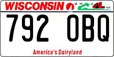 WI license plate 792OBQ