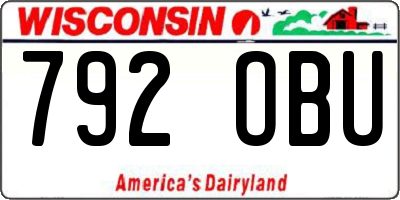 WI license plate 792OBU