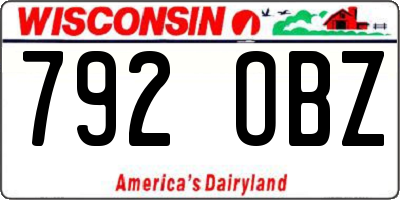 WI license plate 792OBZ