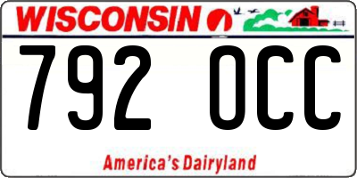 WI license plate 792OCC