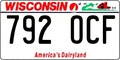 WI license plate 792OCF