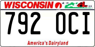 WI license plate 792OCI