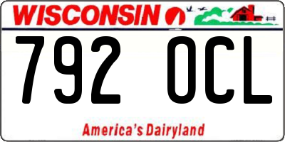 WI license plate 792OCL