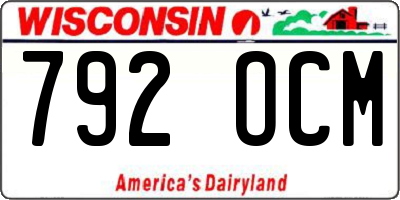 WI license plate 792OCM