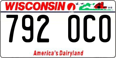 WI license plate 792OCO