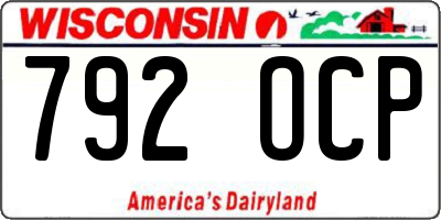 WI license plate 792OCP