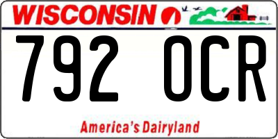 WI license plate 792OCR
