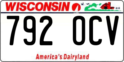 WI license plate 792OCV