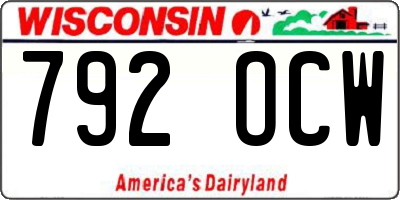 WI license plate 792OCW