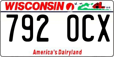 WI license plate 792OCX