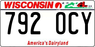 WI license plate 792OCY