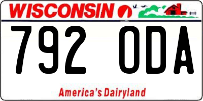 WI license plate 792ODA